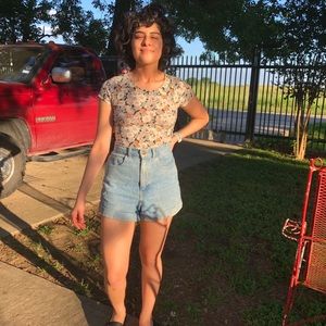 American Apparel Cuffed Denim Shorts